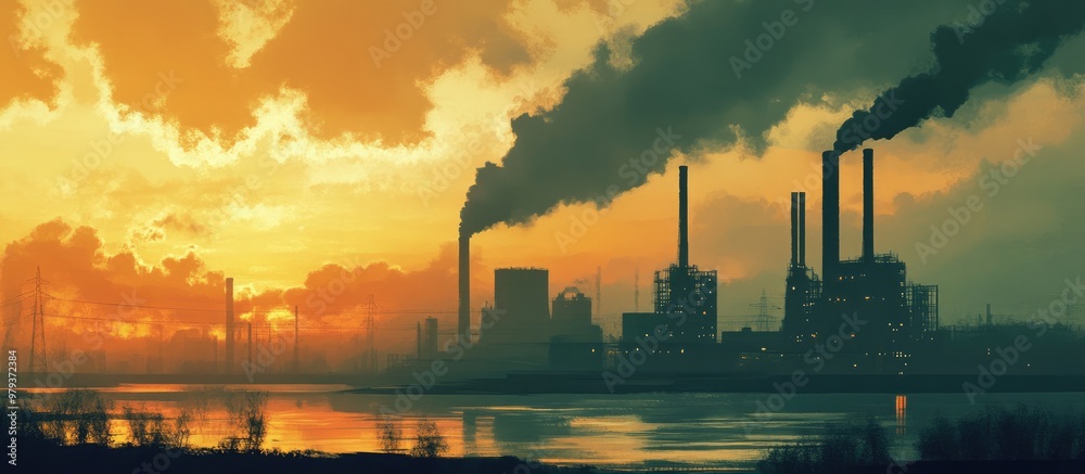 Image of a power plant showcasing a blend of various media techniques Image of a power plant showcasing a blend of various media techniques