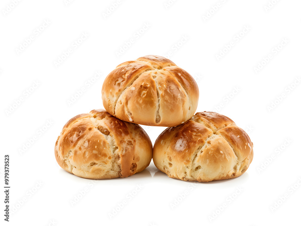 Fresh hot cross buns over white background.
Fresh hot cross buns over white background.