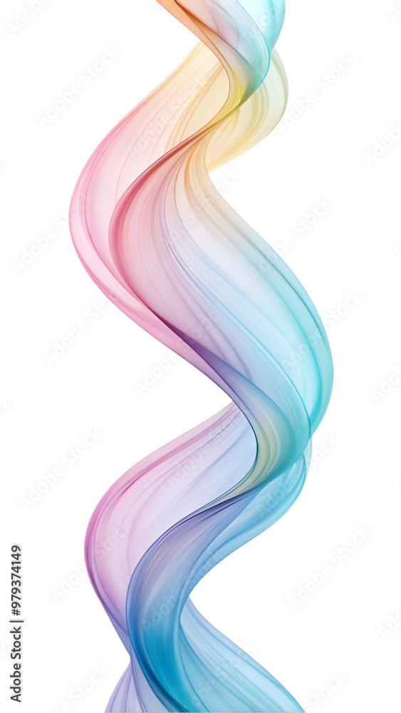 Fototapeta premium Pastel flat flow swirl wave or intertwined design, isolated on transparent background