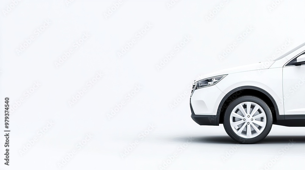 Pristine White SUV on Gray Background Pristine White SUV on Gray Background