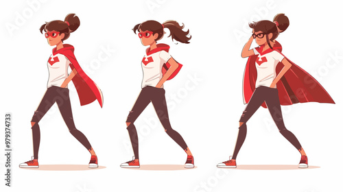 Teenager Girl in Red Glasses Acting Like Superhero