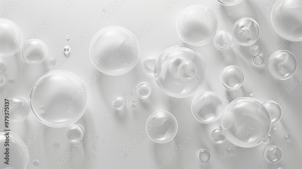White Textured Fluffy Voluminous Soap Bubbles Floating on a Light Surface White Textured Fluffy Voluminous Soap Bubbles Floating on a Light Surface