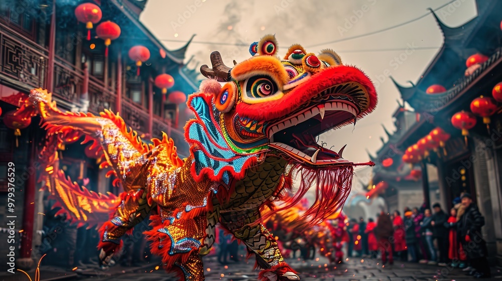 Dragon dance for chinese new year Dragon dance for chinese new year