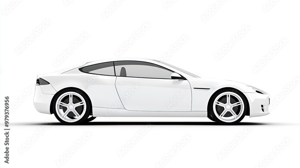 Fototapeta premium Sleek White Sports Car with Aerodynamic Design