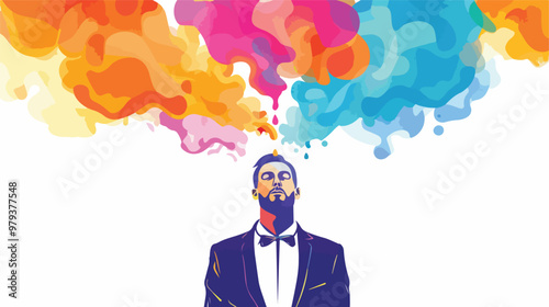 Thoughtful Businessman with Colorful Fumes Above Head