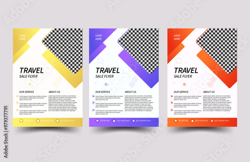 Modern Travel Flyer Template Design bundle ,tour and travel flyer template design with abstract and minimalist concept, flyer, magazine cover or template design for the summer holiday,travel and trip
