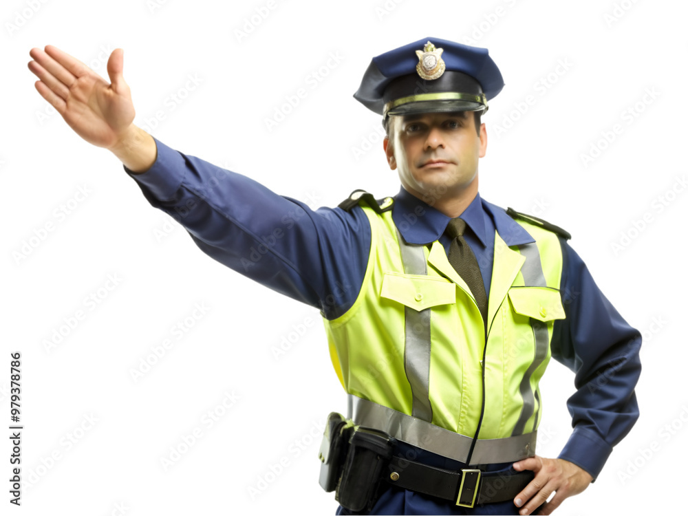 Police officer directing traffic, isolated on transparent background Police officer directing traffic, isolated on transparent background