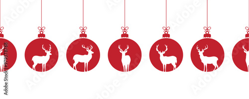 christmas design with decorative christmas balls with reindeer seamless vector illustration