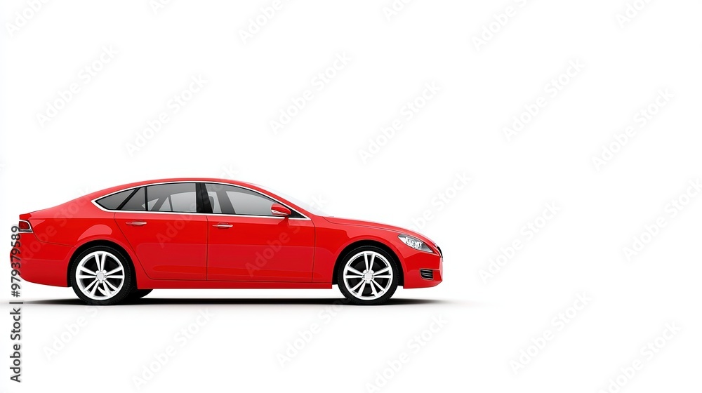 Vibrant Red Sports Car on White Background Vibrant Red Sports Car on White Background