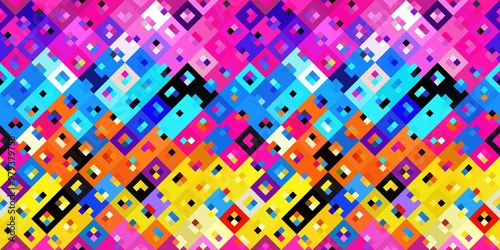 Ditzy pixel abstract rainbow seamless border pattern backdrop. Modern playful variegated repeating graphic design for kids, textile and home decor trim edge. 