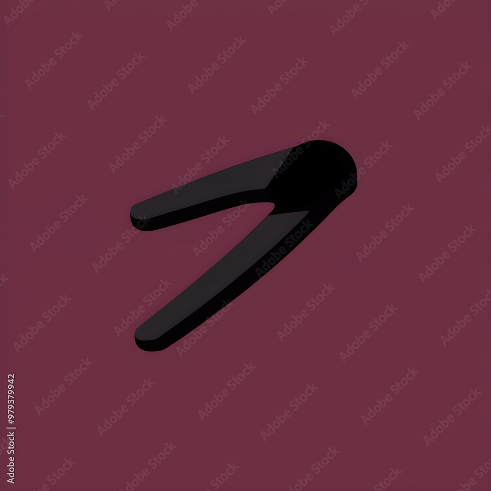 Minimalist 2D Illustration of a Boomerang in Static Black and Maroon Color Scheme, Simple and Modern Art Design, Photo
