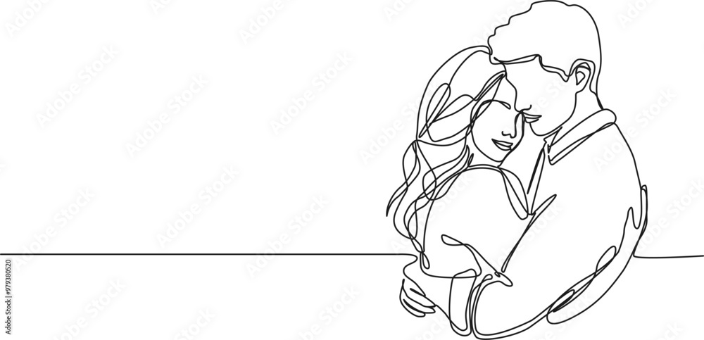 continuous single line drawing of man and woman hugging each other, line art vector illustration continuous single line drawing of man and woman hugging each other, line art vector illustration