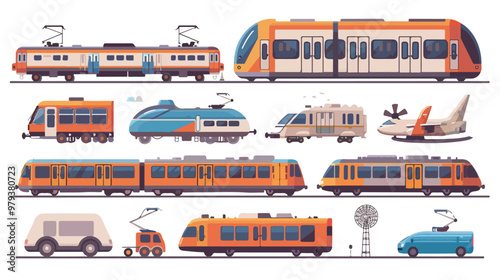 Modern Transportation and Telecommunication Technology Flat Vector Illustration