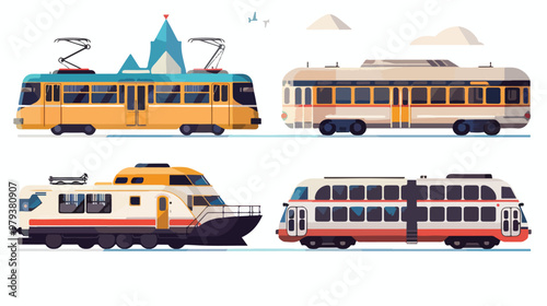 Modern Transportation and Telecom Flat Vector Isolated Illustration Collection