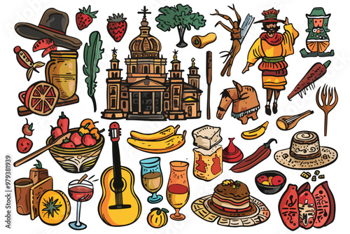 Spain Travel Doodles: Explore Symbols of Spain - Single Clipart