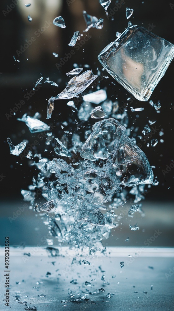 Broken Glass – Shattered Glass Suspended Mid-Air in Slow Motion for Dramatic Effect Broken Glass – Shattered Glass Suspended Mid-Air in Slow Motion for Dramatic Effect