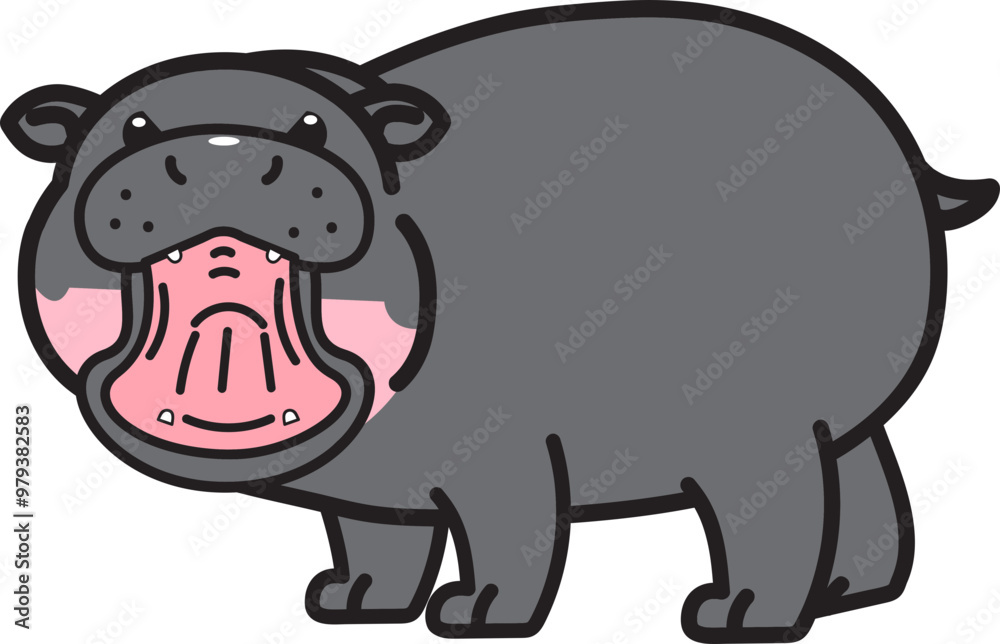 Obraz premium Baby cute pygmy hippo