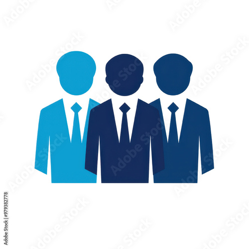 A graphic representation of three businessmen in suits, symbolizing teamwork and collaboration in a professional setting, transparent background.