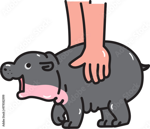 Baby cute pygmy hippo