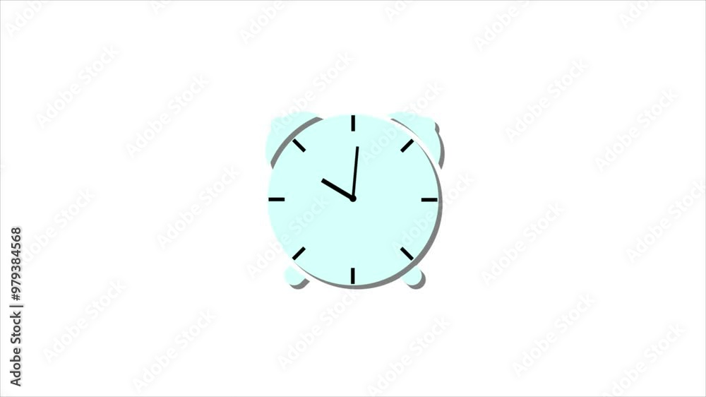 alarm clock icon animation video and white background.