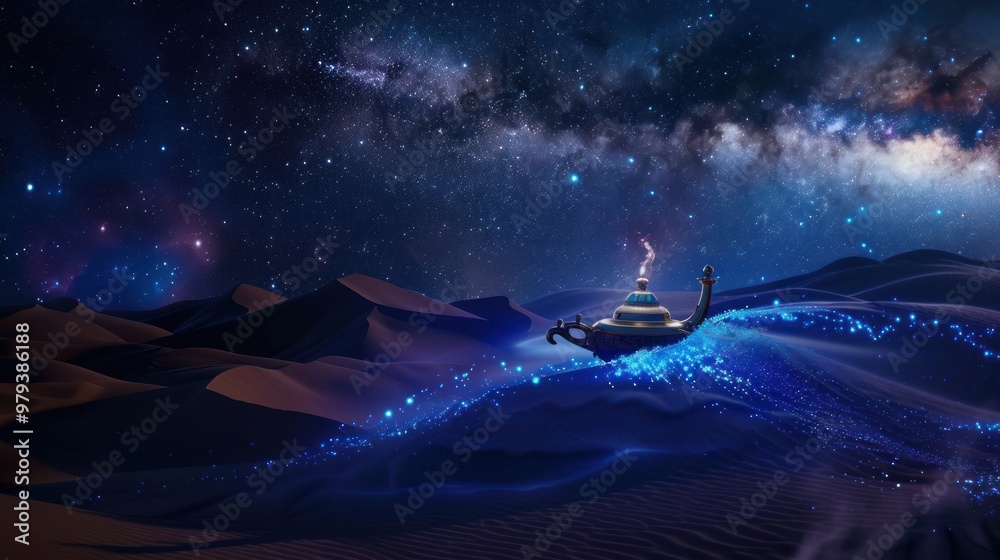 Fototapeta premium Magic Lamp Under A Starry Night