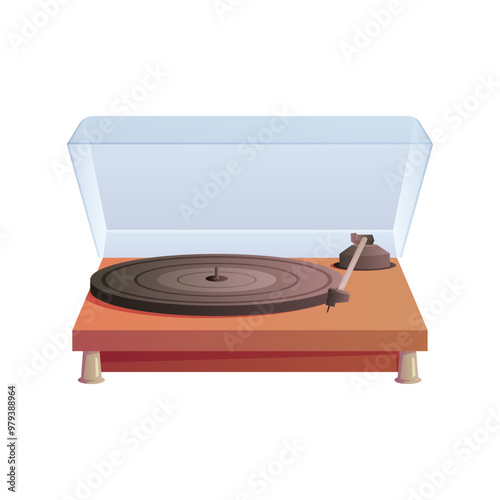 Vintage record player for vinyl discs, retro equipment to listen to music from pawnshop vector illustration