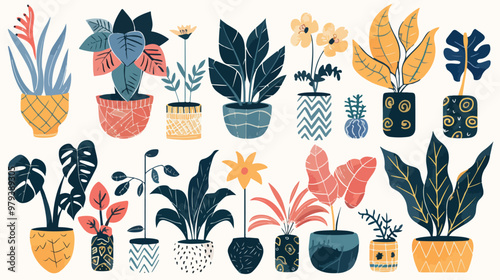 Urban Jungle Illustration Trendy Home Decor with Plant
