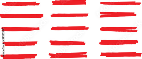 abstract hand drawn red highlight marker lines. red stroke marker. text highlights vector illustration.