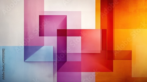 A colorful abstract painting with squares and rectangles in different colors, AI