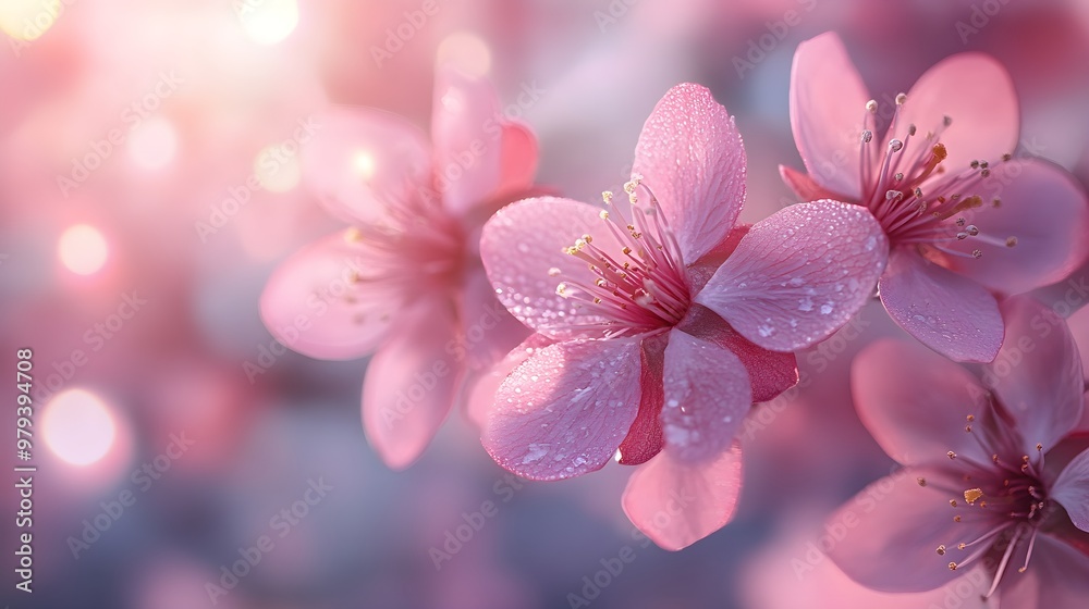 Cherry blossom petals in sharp focus, surrounded by a softly blurred background, creating a serene spring atmosphere, perfect for calming, nature-focused designs Cherry blossom petals in sharp focus, surrounded by a softly blurred background, creating a serene spring atmosphere, perfect for calming, nature-focused designs