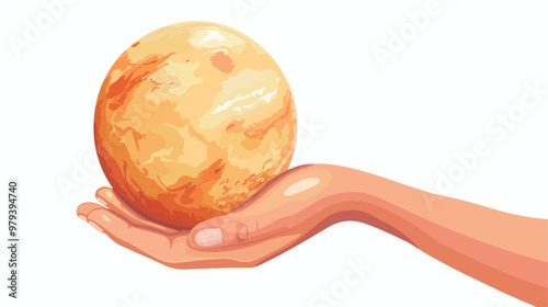 Venus Planet in Hand Flat Vector Isolated on White Background