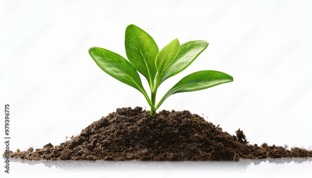 A vibrant green sprout emerging from rich, dark soil, symbolizing growth and renewal in nature. A vibrant green sprout emerging from rich, dark soil, symbolizing growth and renewal in nature.