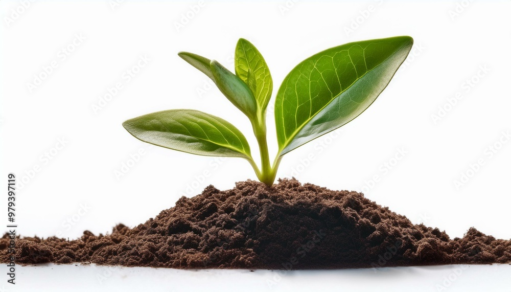 A fresh green sprout emerging from rich soil, symbolizing growth and new beginnings in nature. A fresh green sprout emerging from rich soil, symbolizing growth and new beginnings in nature.