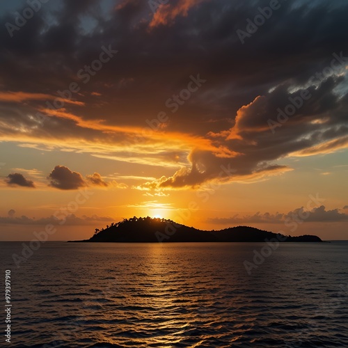 Sunset in a island photo