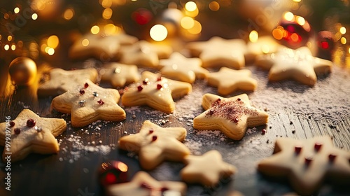 Festive star-shaped cookies adorned with icing, perfect for holiday celebrations and creating joyful memories.