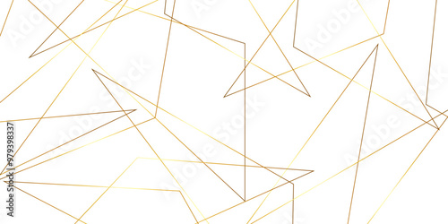 Abstract background with liens and triangles shape on white background. White and golden geometric overlapping rectangle pattern Geometric background soft shadows as patten ..White polygon textured .	