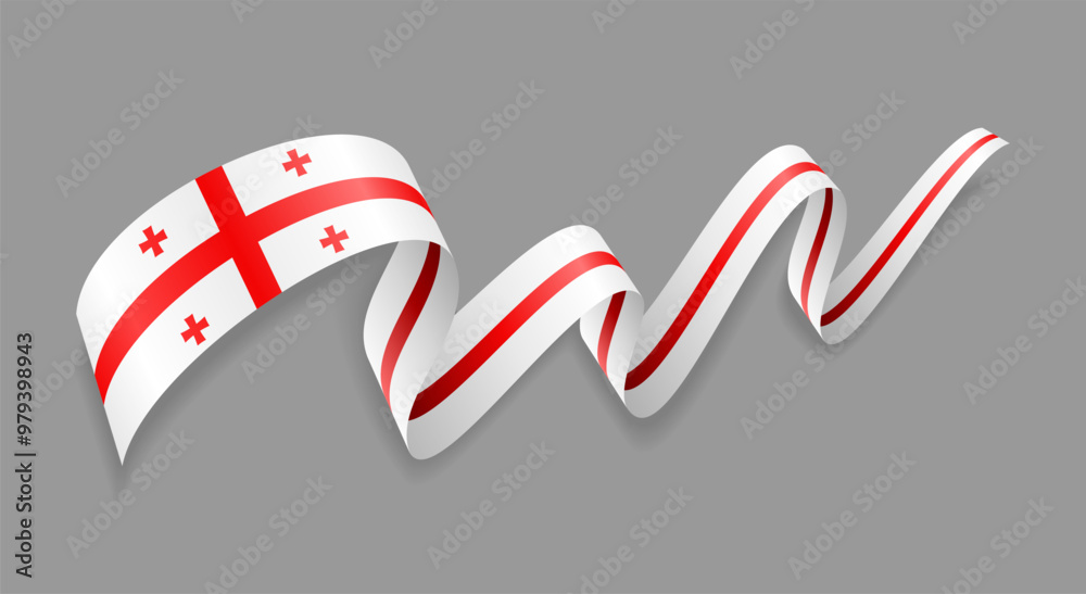 Obraz premium Georgian flag wavy abstract background. Vector illustration.