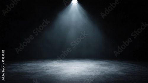 Spotlight on Dark Background with Concrete Floor