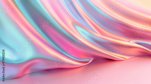 A captivating wave of silk fabric in pastel colors, showcasing a blend of pink, blue, and lavender shades for artistic backgrounds.