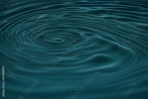 A dark teal water ripple with subtle reflections and fluid movement, Ai Generated