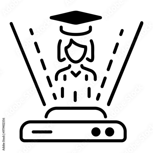 Holographic image icon in linear style