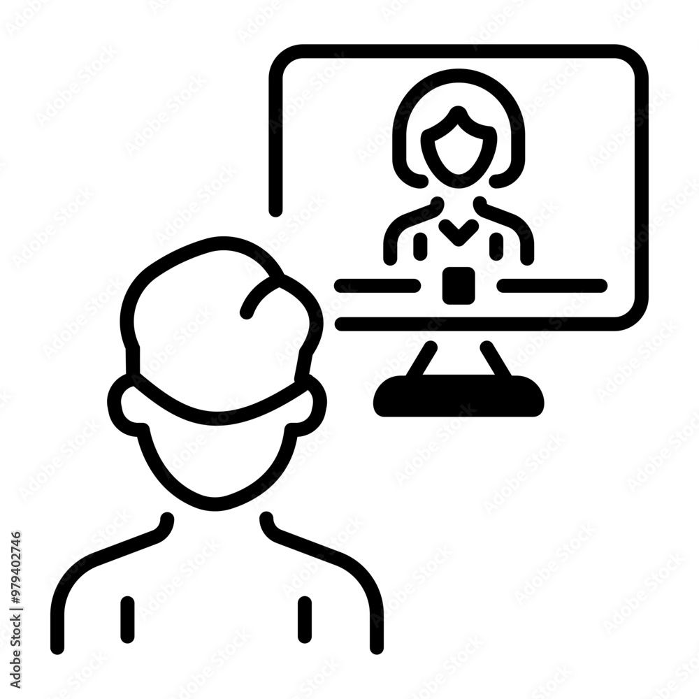 A line style icon of virtual calss A line style icon of virtual calss