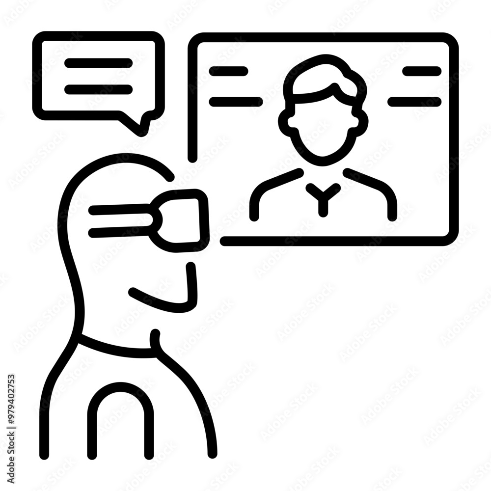 Vr communication icon in outline style Vr communication icon in outline style