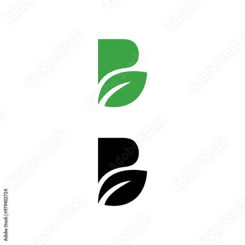 b leaf icon green and black l...