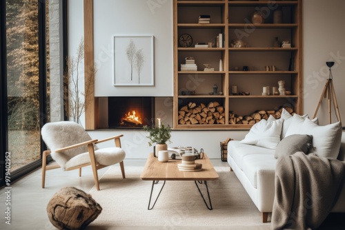 Wallpaper Mural Interior of a nordic living room Torontodigital.ca