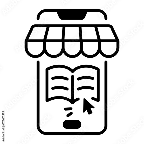 Online bookstore icon in linear style