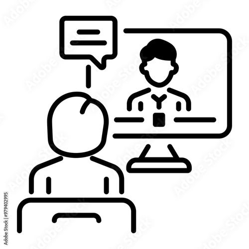 Video tutoring icon in line style