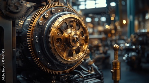 Closeup of Industrial Machinery Gear