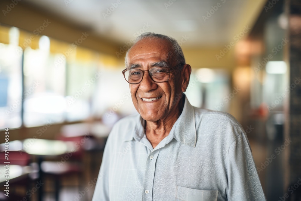 Smiling portrait of a happy senior Mexican man in nursing home Smiling portrait of a happy senior Mexican man in nursing home