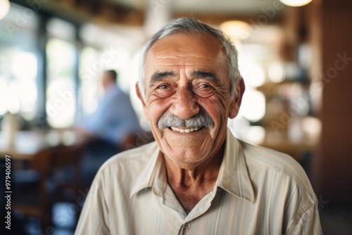 Smiling portrait of a happy senior Mexican man in nursing home